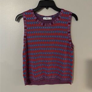 Zara Knit Purple, Red, and Blue Tank Top